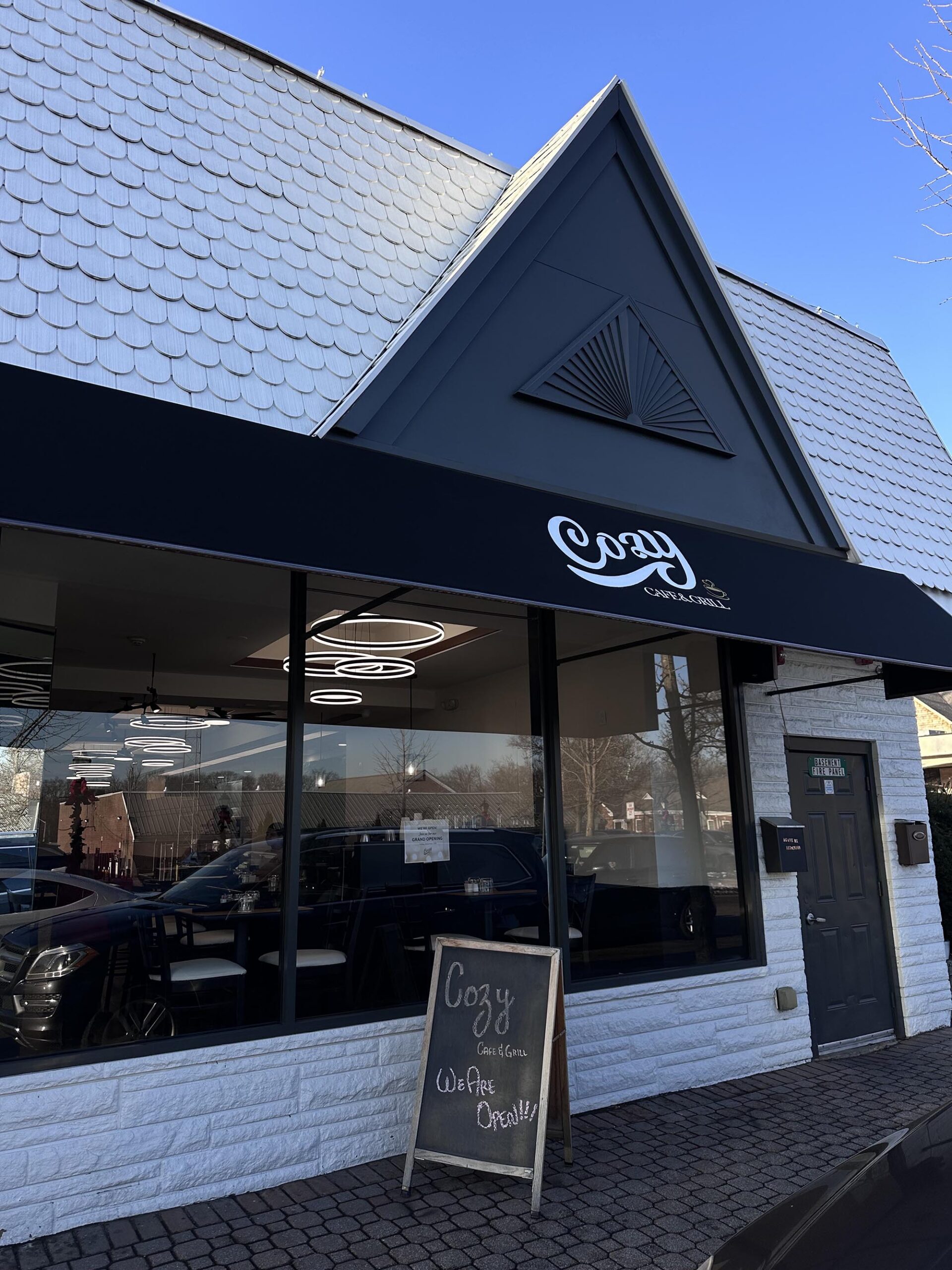 cozy bar and grill exterior shot